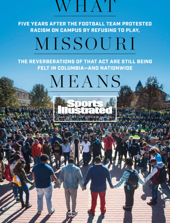 As football players refused to take the field, protesters filled Missouri’s quad in 2015.